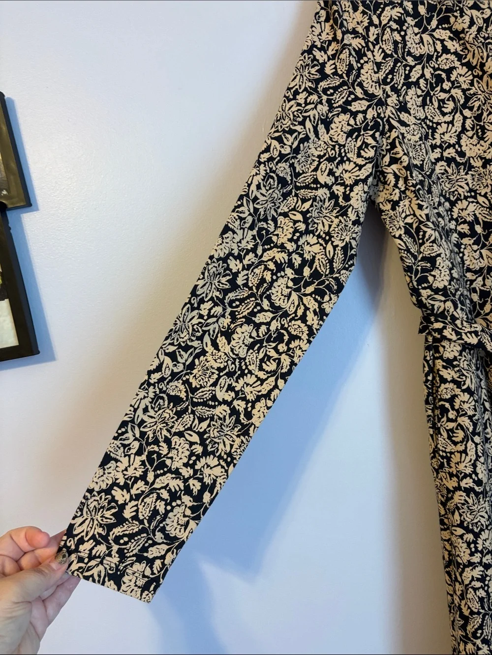 Pact Paisley Blossoms Black Fit & Flare Organic Cotton Dress size M